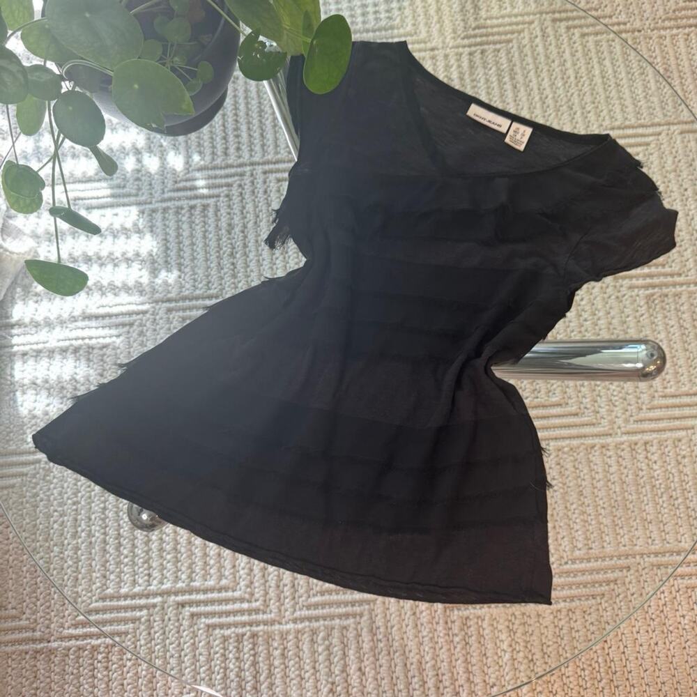 Black dkny asymmetrical y2k top‎